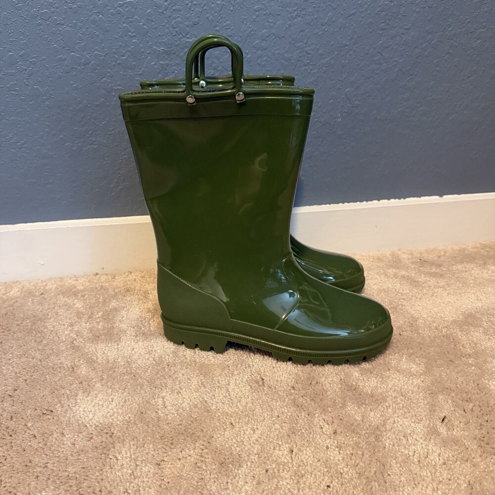 Rain Boot Kids 5 Green New Lightweight